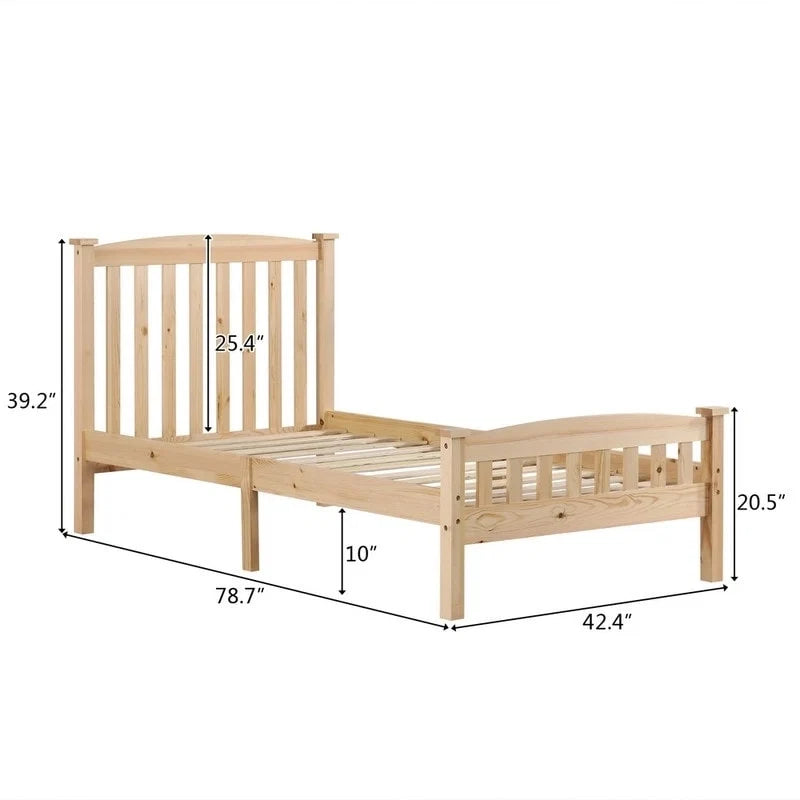 Wood Platform Bed with Headboard