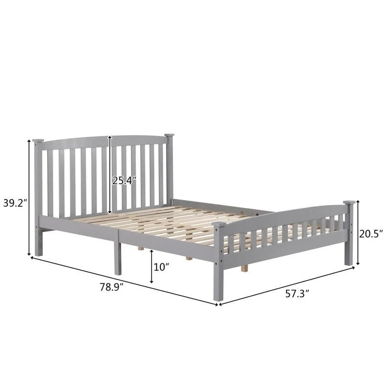 Wood Platform Bed with Headboard