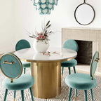 Armless Velvet Dining Chair with Oval Back