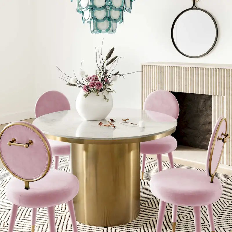 Armless Velvet Dining Chair with Oval Back