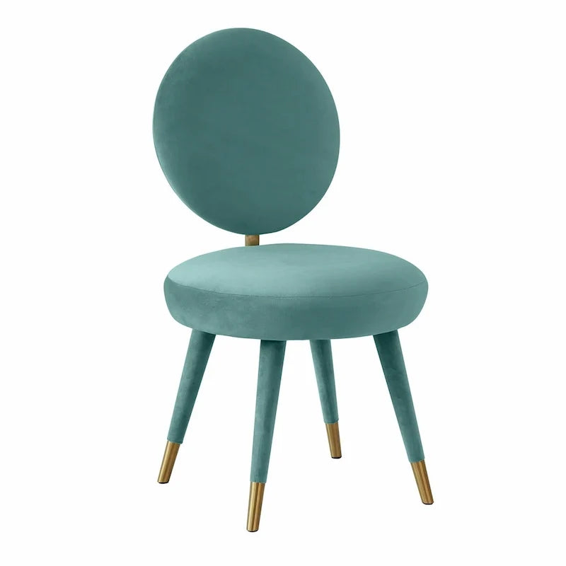 Armless Velvet Dining Chair with Oval Back