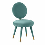 Armless Velvet Dining Chair with Oval Back
