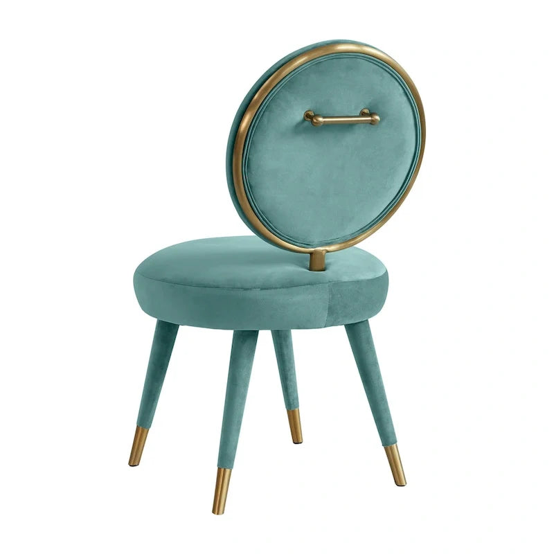 Armless Velvet Dining Chair with Oval Back