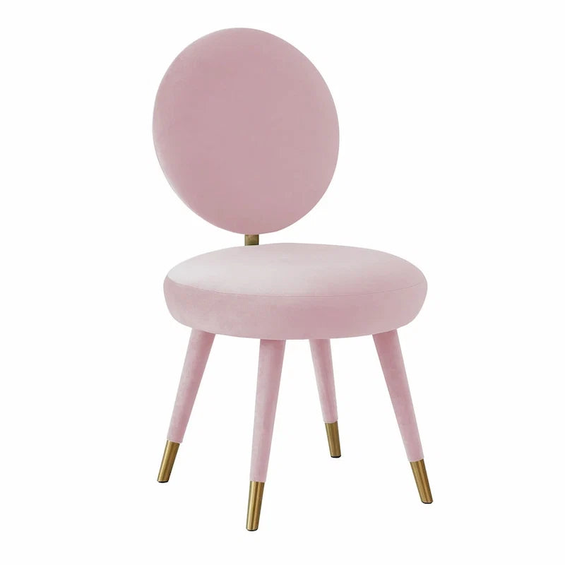 Armless Velvet Dining Chair with Oval Back