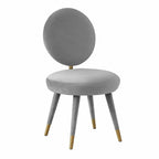 Armless Velvet Dining Chair with Oval Back