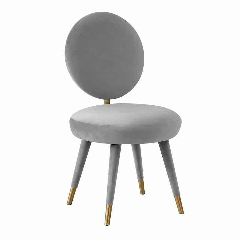 Armless Velvet Dining Chair with Oval Back