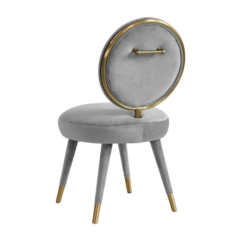 Armless Velvet Dining Chair with Oval Back