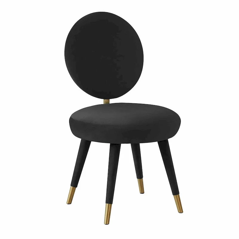 Armless Velvet Dining Chair with Oval Back