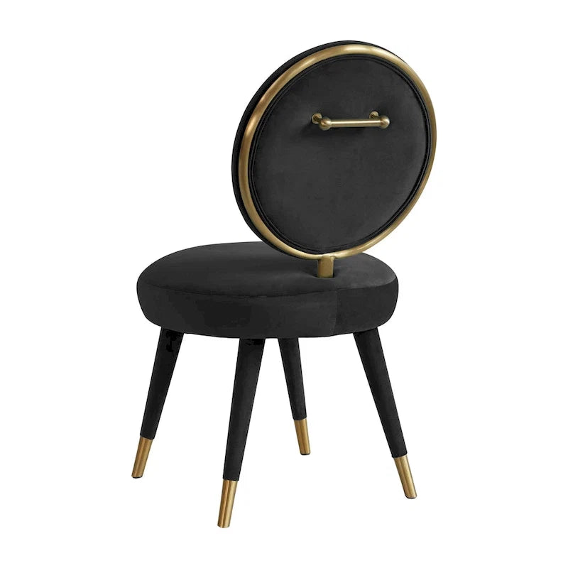 Armless Velvet Dining Chair with Oval Back