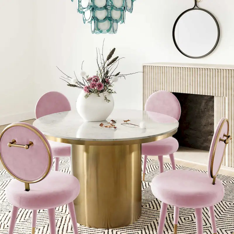 Armless Velvet Dining Chair with Oval Back