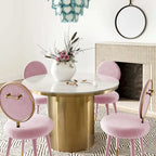 Armless Velvet Dining Chair with Oval Back
