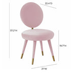 Armless Velvet Dining Chair with Oval Back
