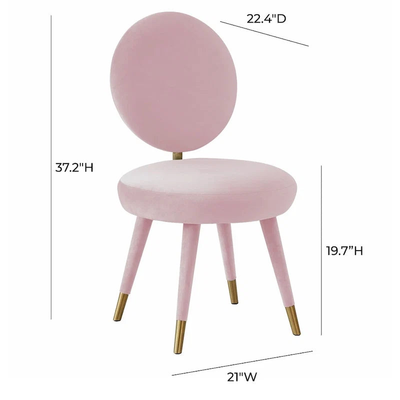 Armless Velvet Dining Chair with Oval Back