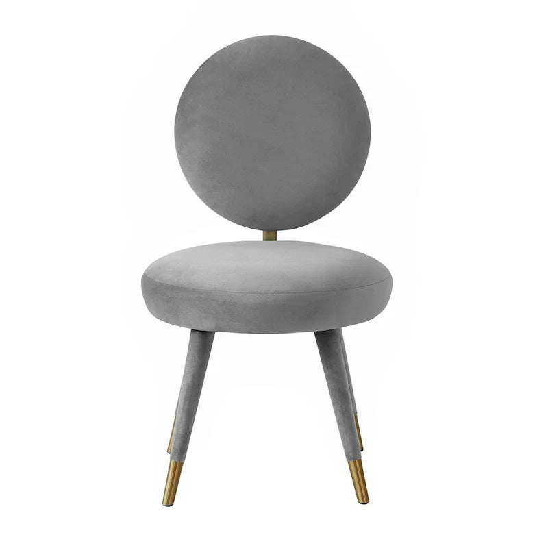 Armless Velvet Dining Chair with Oval Back