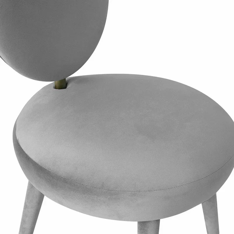 Armless Velvet Dining Chair with Oval Back