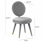 Armless Velvet Dining Chair with Oval Back