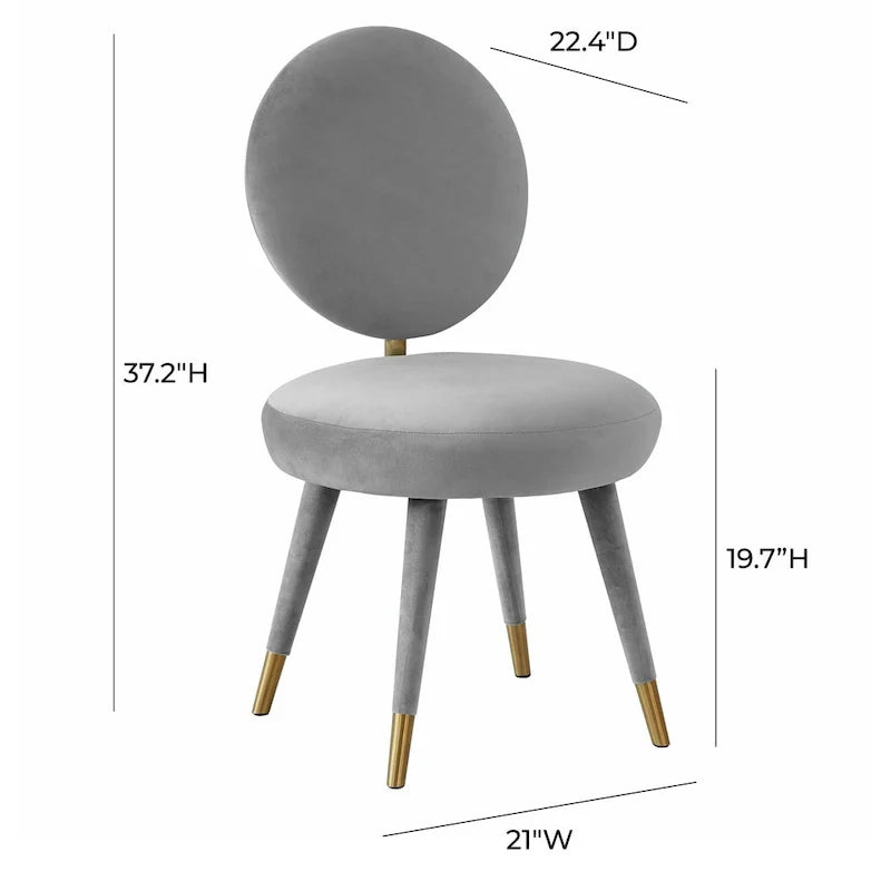 Armless Velvet Dining Chair with Oval Back