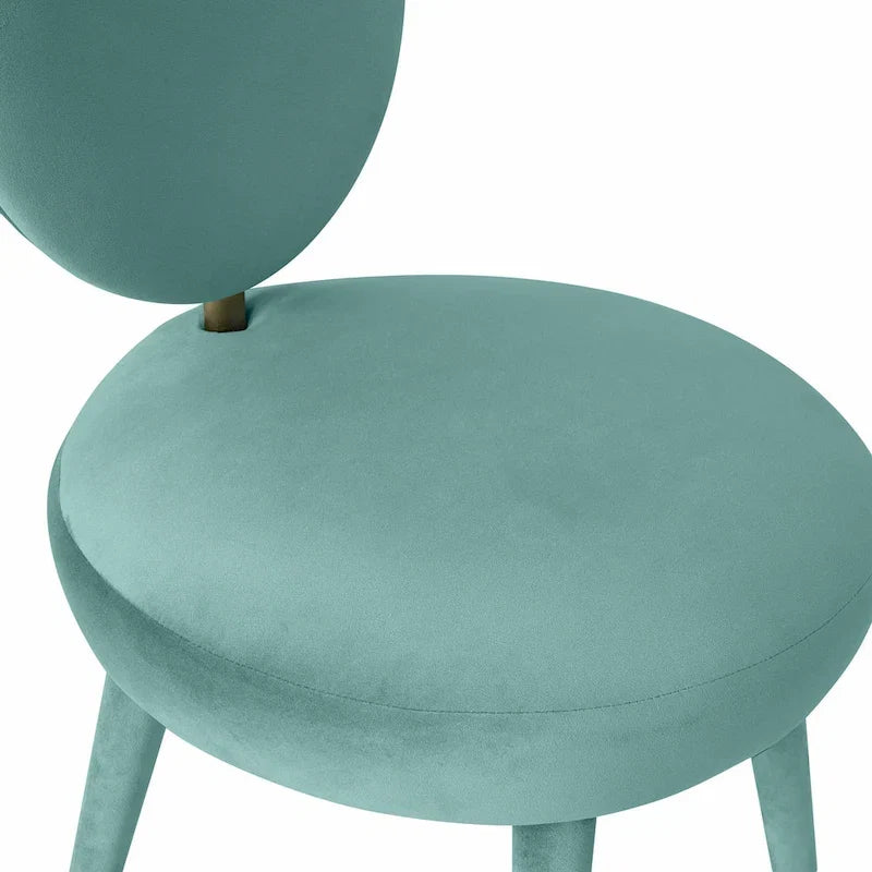 Armless Velvet Dining Chair with Oval Back