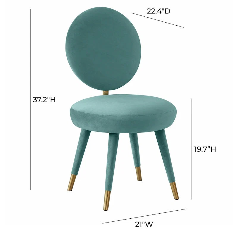 Armless Velvet Dining Chair with Oval Back