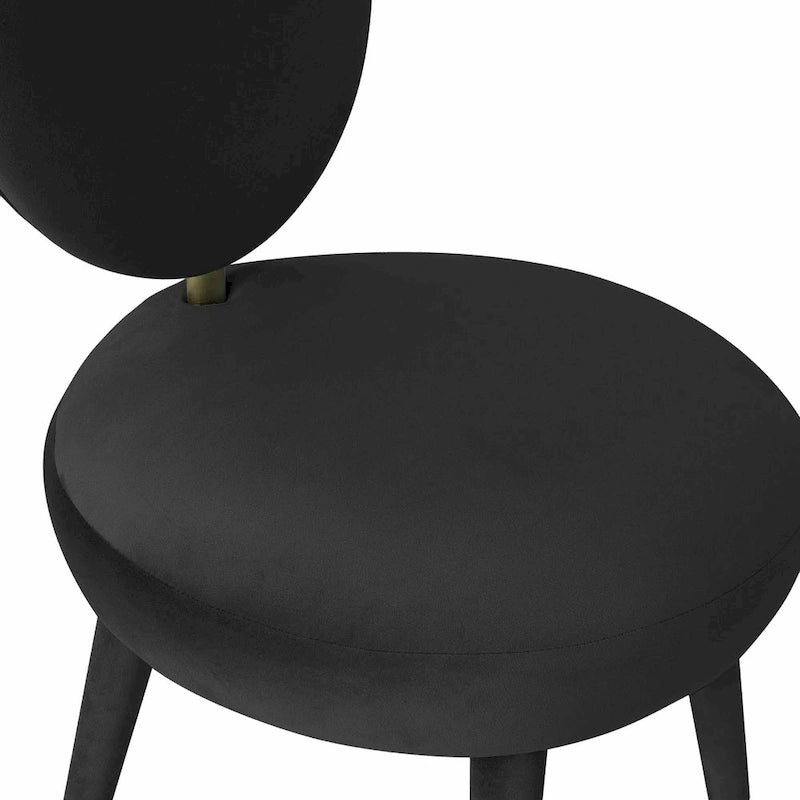 Armless Velvet Dining Chair with Oval Back