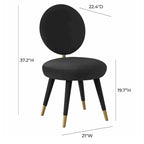 Armless Velvet Dining Chair with Oval Back