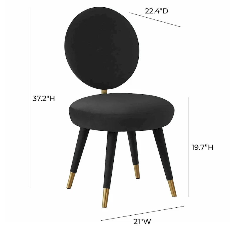 Armless Velvet Dining Chair with Oval Back