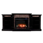 Black Electric Fireplace with Bookcase Shelves