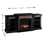 Black Electric Fireplace with Bookcase Shelves