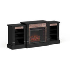 Black Electric Fireplace with Bookcase Shelves