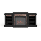 Black Electric Fireplace with Bookcase Shelves