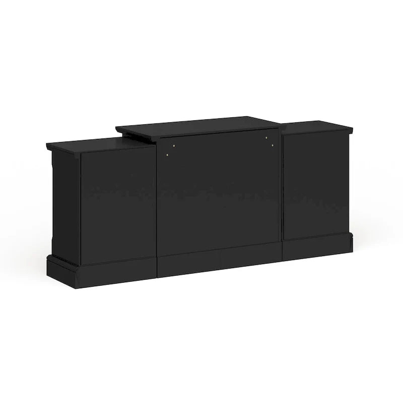 Black Electric Fireplace with Bookcase Shelves