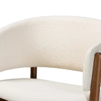 Mid-Century Modern Cream Boucle Fabric Upholstered and Walnut Brown Finished Wood 2-Piece Living Room Accent Chair Set
