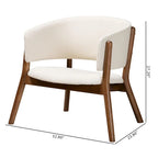 Mid-Century Modern Cream Boucle Fabric Upholstered and Walnut Brown Finished Wood 2-Piece Living Room Accent Chair Set