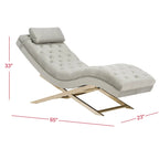 Velvet Chaise Lounge with Round Pillow - 65Wx23Dx33H