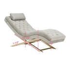 Velvet Chaise Lounge with Round Pillow - 65Wx23Dx33H