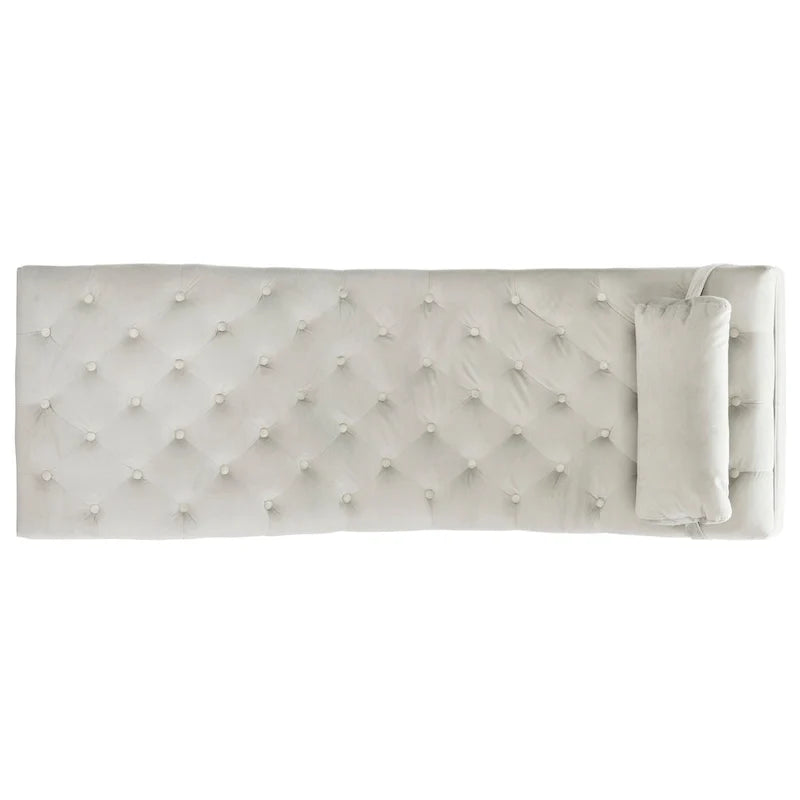 Velvet Chaise Lounge with Round Pillow - 65Wx23Dx33H