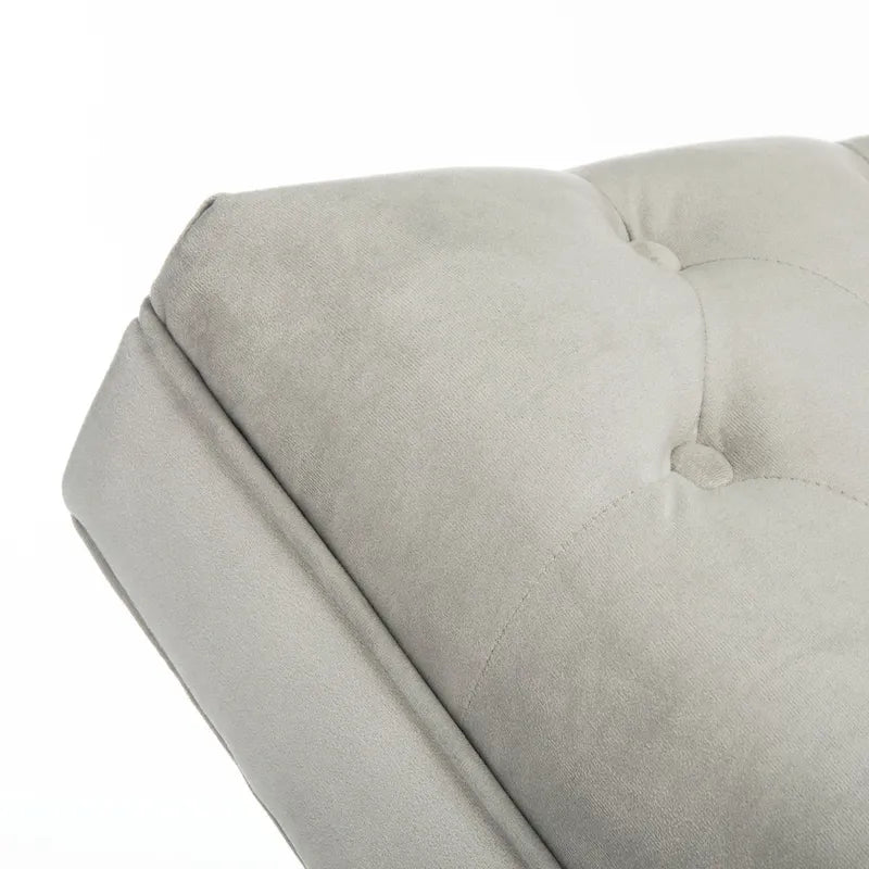 Velvet Chaise Lounge with Round Pillow - 65Wx23Dx33H