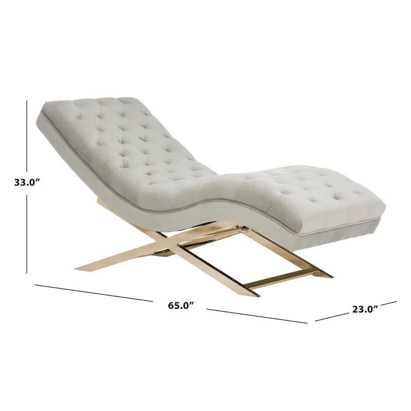 Velvet Chaise Lounge with Round Pillow - 65Wx23Dx33H