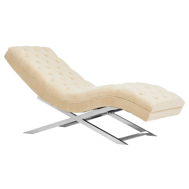 Velvet Chaise Lounge with Round Pillow - 65Wx23Dx33H