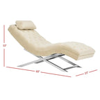 Velvet Chaise Lounge with Round Pillow - 65Wx23Dx33H