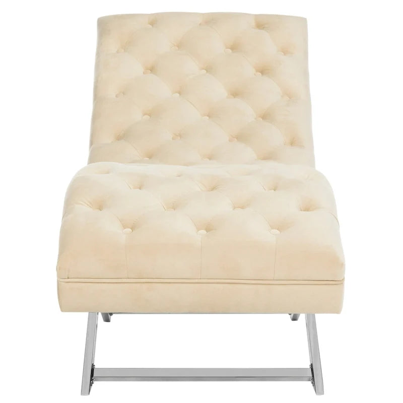 Velvet Chaise Lounge with Round Pillow - 65Wx23Dx33H