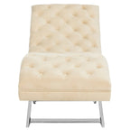 Velvet Chaise Lounge with Round Pillow - 65Wx23Dx33H