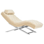Velvet Chaise Lounge with Round Pillow - 65Wx23Dx33H