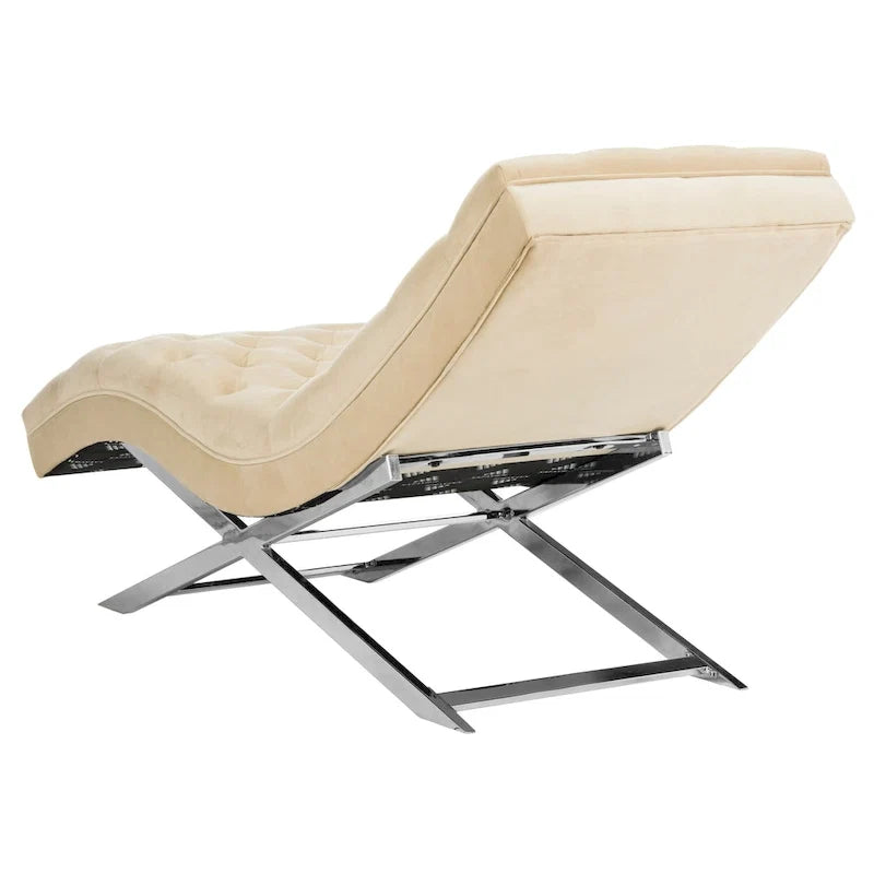 Velvet Chaise Lounge with Round Pillow - 65Wx23Dx33H