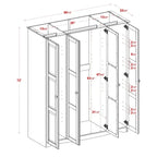 100% Solid Wood 4-Door Wardrobe Armoire