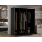 100% Solid Wood 4-Door Wardrobe Armoire