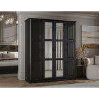 100% Solid Wood 4-Door Wardrobe Armoire