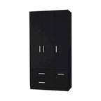 Tall Bedroom Wardrobe with 4 Doors, 2 Drawers & Hanging Rod