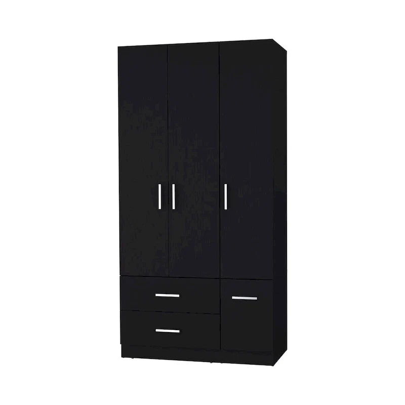 Tall Bedroom Wardrobe with 4 Doors, 2 Drawers & Hanging Rod