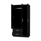Tall Bedroom Wardrobe with 4 Doors, 2 Drawers & Hanging Rod